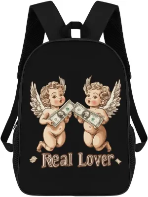 An-gels Dollar Bill 17 Inch Shoulder Backpack Fashion Laptop Bag Travel Daypack for Camping Hiking