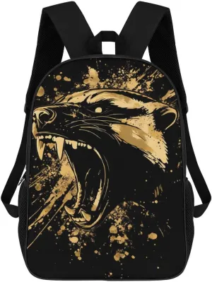 Anger Honey-Badger Roaring 17 Inch Travel Backpack Casual Daypacks Computer Shoulder Bag for Work Shopping Unisex