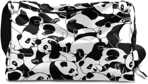 Animal Pandas Pattern Small Gym Bag for Men Women Workout Sport Duffle Bag Waterproof Weekender Overnight Bag Lightweight Carry on Tote Bag Crossbody Shoulder Travel Bag for Swim Yoge Dance