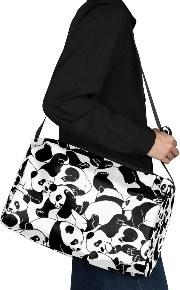 Animal Pandas Pattern Small Gym Bag for Men Women Workout Sport Duffle Bag Waterproof Weekender Overnight Bag Lightweight Carry on Tote Bag Crossbody Shoulder Travel Bag for Swim Yoge Dance