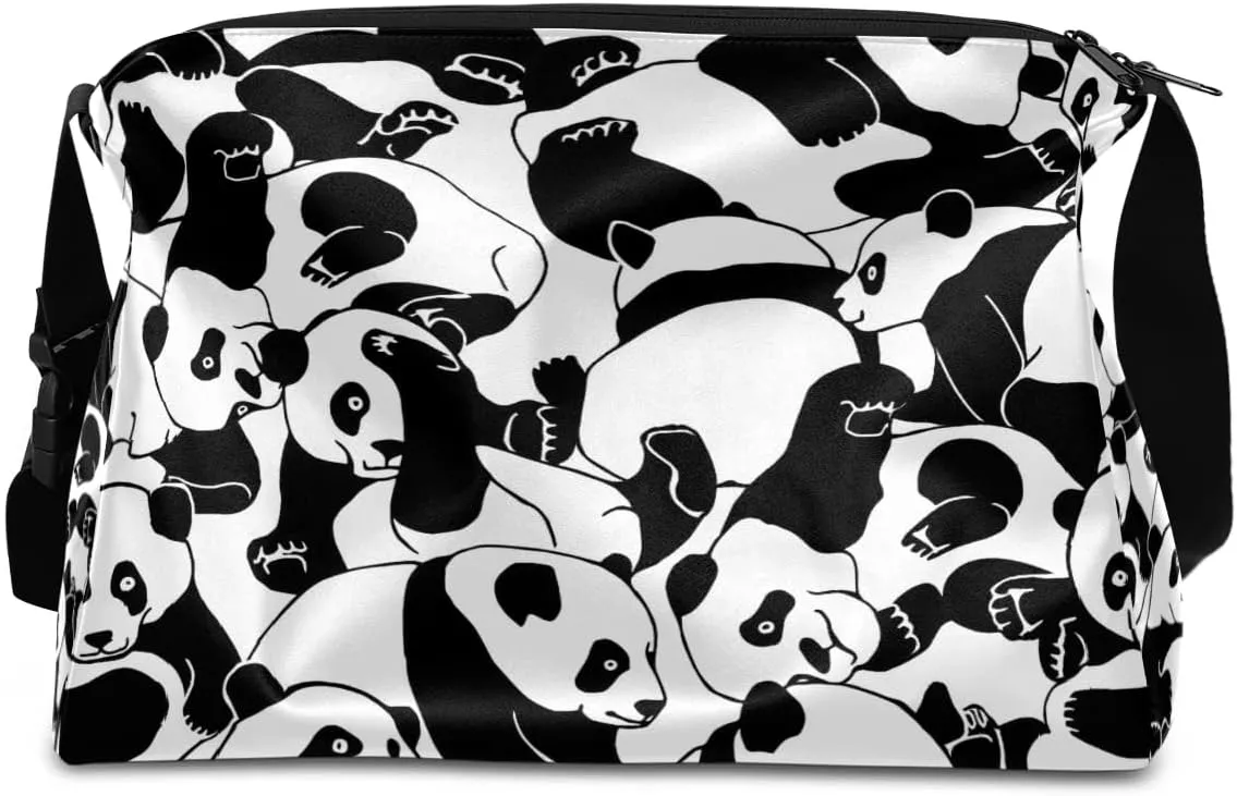 Animal Pandas Pattern Small Gym Bag for Men Women Workout Sport Duffle Bag Waterproof Weekender Overnight Bag Lightweight Carry on Tote Bag Crossbody Shoulder Travel Bag for Swim Yoge Dance