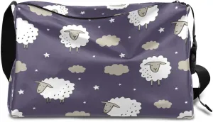 Animal Sheep Pattern Small Gym Bag for Men Women Workout Sport Duffle Bag Waterproof Weekender Overnight Bag Lightweight Carry on Tote Bag Crossbody Shoulder Travel Bag for Swim Yoge Dance