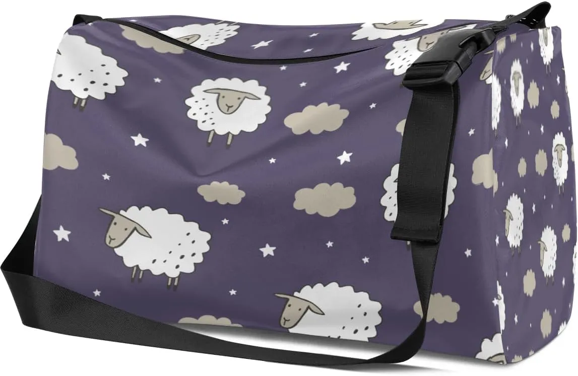 Animal Sheep Pattern Small Gym Bag for Men Women Workout Sport Duffle Bag Waterproof Weekender Overnight Bag Lightweight Carry on Tote Bag Crossbody Shoulder Travel Bag for Swim Yoge Dance