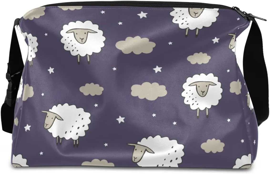 Animal Sheep Pattern Small Gym Bag for Men Women Workout Sport Duffle Bag Waterproof Weekender Overnight Bag Lightweight Carry on Tote Bag Crossbody Shoulder Travel Bag for Swim Yoge Dance