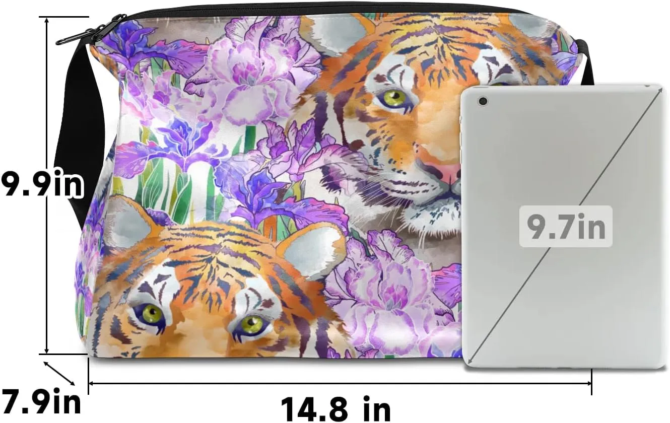Animal Tiger Flower Small Gym Bag for Men Women Workout Sport Duffle Bag Waterproof Weekender Overnight Bag Lightweight Carry on Tote Bag Crossbody Shoulder Travel Bag for Swim Yoge Dance