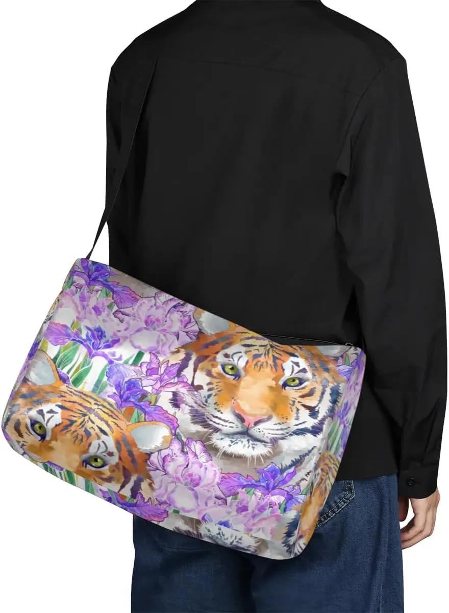 Animal Tiger Flower Small Gym Bag for Men Women Workout Sport Duffle Bag Waterproof Weekender Overnight Bag Lightweight Carry on Tote Bag Crossbody Shoulder Travel Bag for Swim Yoge Dance