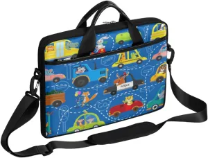 Animals Cars Laptop Computer Bag Waterproof Shoulder Messenger Bag 13-15 inch Durable Laptop Tote Bag with Shoulder Strap Handle Lightweight Crossbody Briefcase