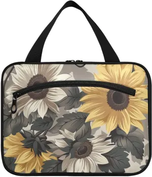 Anime Sunflower Ash Coffee Black hanging tote bag with hook, designer expandable for traveling women bolsas de maquillaje para mujer L