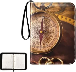 Antique Map Card Binder 4-Pocket, 400 Pockets Trading Cards Holder Games Card Albums Storage Organizer Case for Football, Baseball Cards