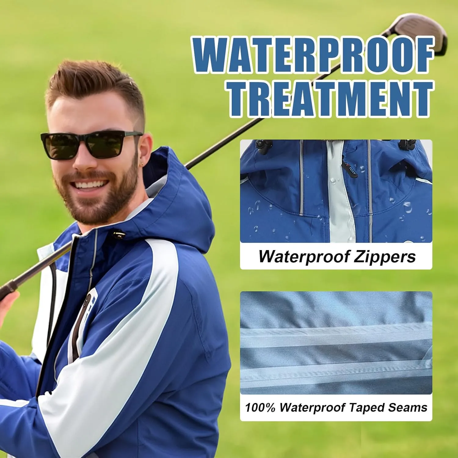 Arasiyama Men's Lightweight Waterproof Rain Jacket Windproof Raincoat with Hood Outdoor Ventures