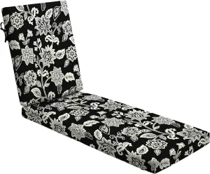 Arden Foam Outdoor Chaise Lounge Cushion, 21 x 72, Made with ProFoam, Rain-Proof, Fade Resistant, Ashland Black Jacobean