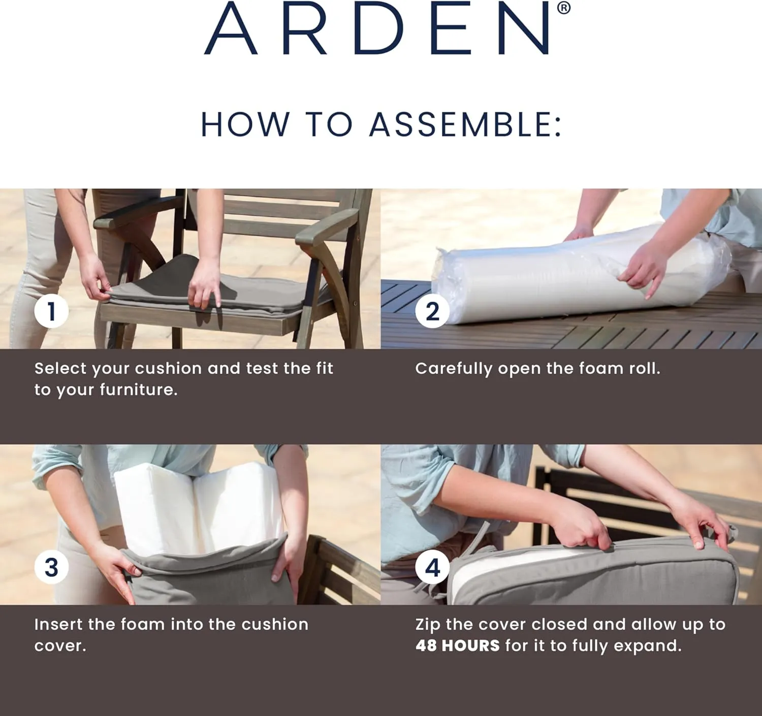 Arden Foam Outdoor Chaise Lounge Cushion, 21 x 72, Made with ProFoam, Rain-Proof, Fade Resistant, Black Cabana Stripe