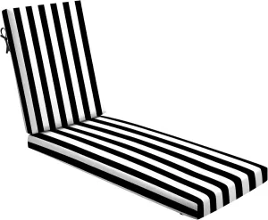 Arden Foam Outdoor Chaise Lounge Cushion, 21 x 72, Made with ProFoam, Rain-Proof, Fade Resistant, Black Cabana Stripe