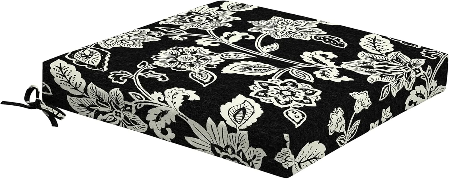 Arden Foam Outdoor Dining Seat Cushion, 19 x 19, Made with ProFoam, Rain-Proof, Fade Resistant, Ashland Black Jacobean