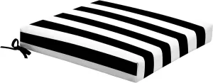Arden Foam Outdoor Dining Seat Cushion, 19 x 19, Made with ProFoam, Rain-Proof, Fade Resistant, Black Cabana Stripe