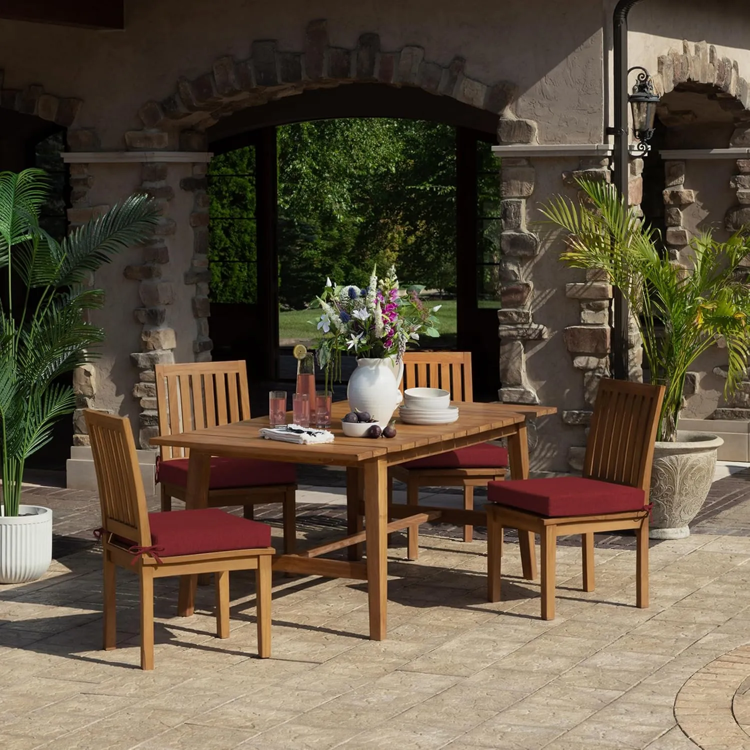 Arden Foam Outdoor Dining Seat Cushion, 19 x 19, Made with ProFoam, Rain-Proof, Fade Resistant, Ruby Red Leala