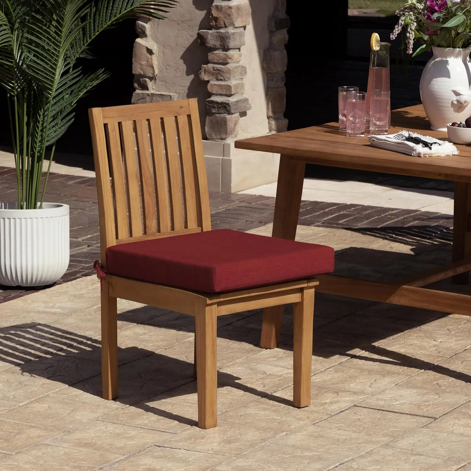 Arden Foam Outdoor Dining Seat Cushion, 19 x 19, Made with ProFoam, Rain-Proof, Fade Resistant, Ruby Red Leala