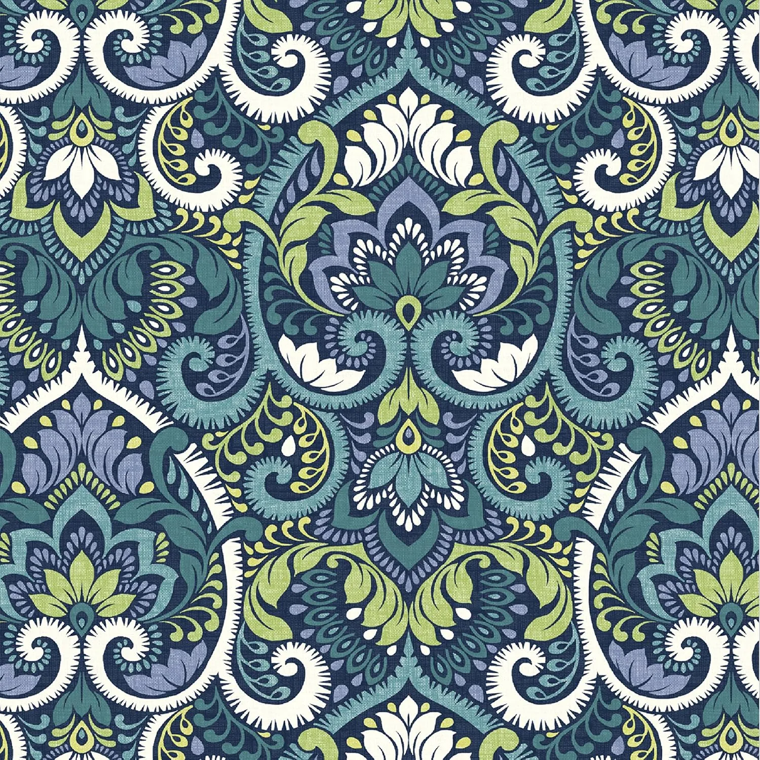Arden Foam Outdoor Dining Seat Cushion, 19 x 19, Made with ProFoam, Rain-Proof, Fade Resistant, Sapphire Aurora Blue Damask