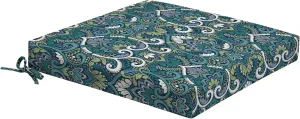 Arden Foam Outdoor Dining Seat Cushion, 19 x 19, Made with ProFoam, Rain-Proof, Fade Resistant, Sapphire Aurora Blue Damask
