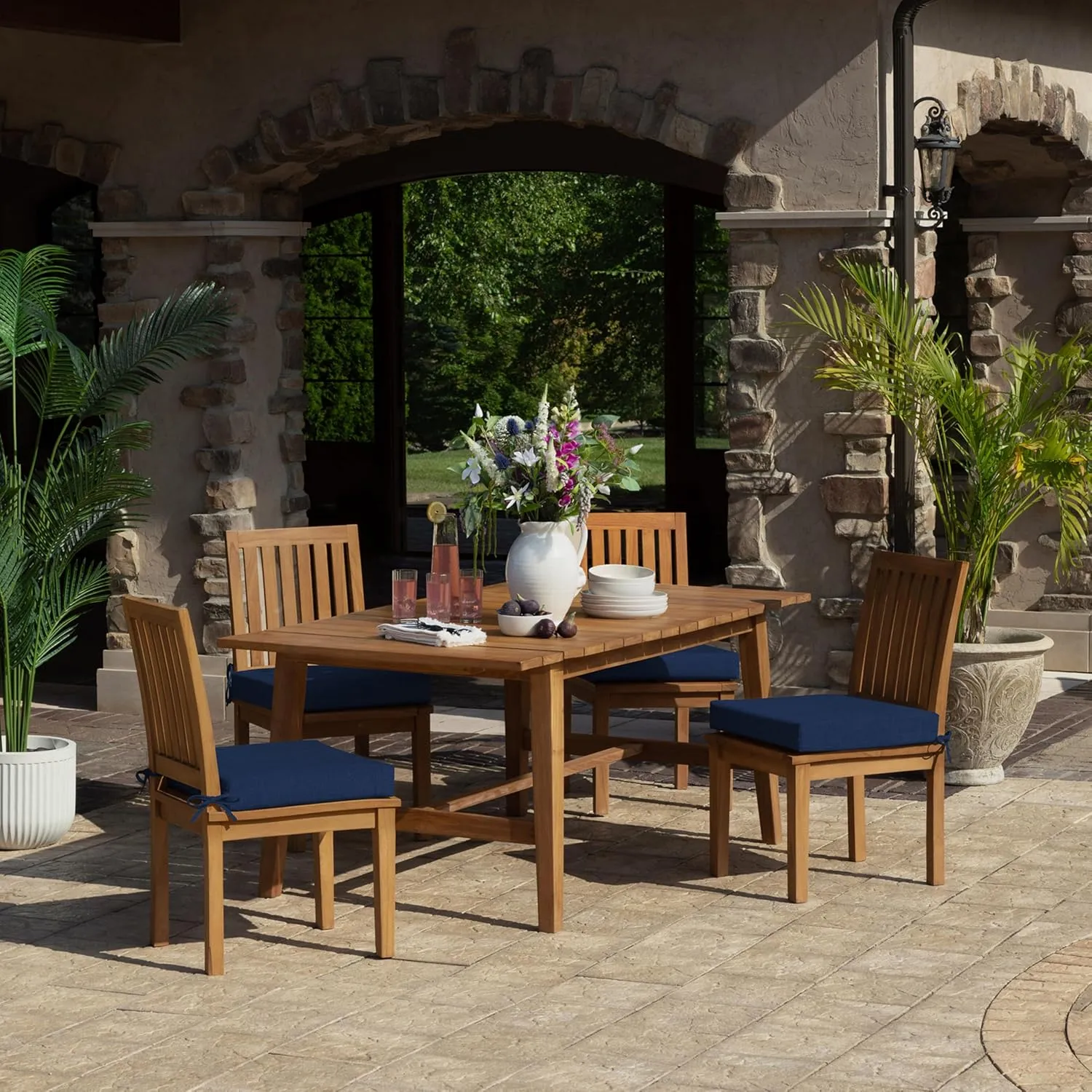 Arden Foam Outdoor Dining Seat Cushion, 19 x 19, Made with ProFoam, Rain-Proof, Fade Resistant, Sapphire Blue Leala