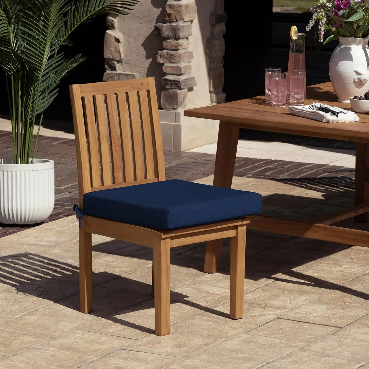Arden Foam Outdoor Dining Seat Cushion, 19 x 19, Made with ProFoam, Rain-Proof, Fade Resistant, Sapphire Blue Leala