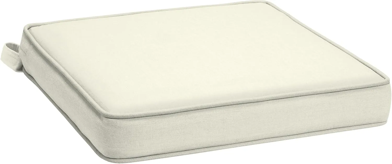 Arden Foam Outdoor Double Welted Dining Seat Cushion, 19 x 19, Made with ProFoam, Rain-Proof, Fade Resistant, Cream Woven Solid