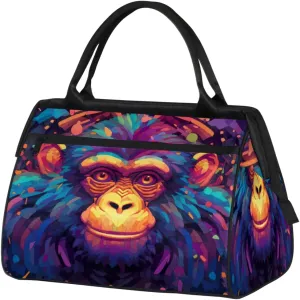 Art Animal Monkey Apes Travel Duffle Bag, Waterproof Duffel Bag Weekender Overnight Carry On Bag Lightweight Sport Gym Bag for Men Women