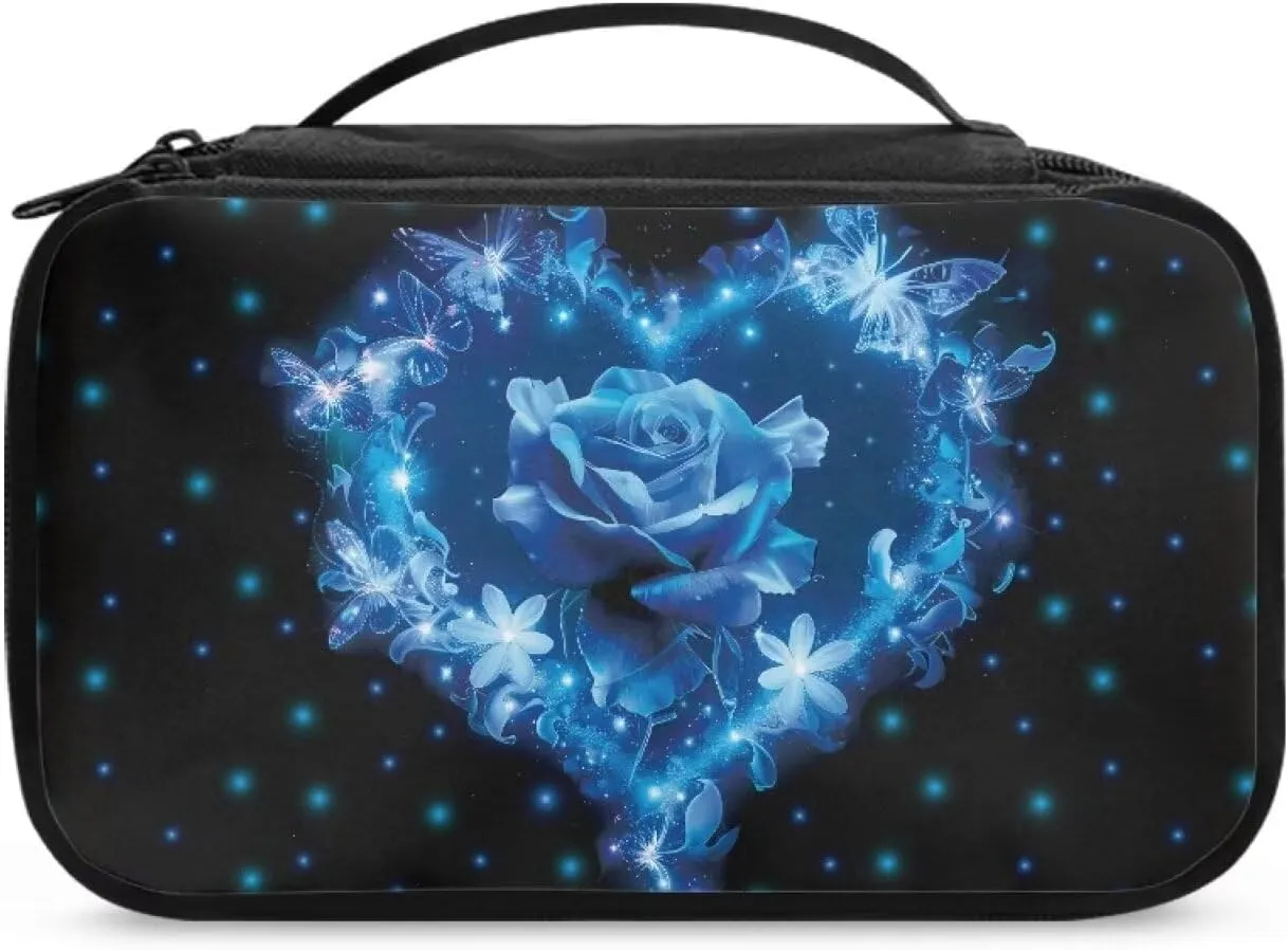 Art Rose Makeup Bag for Teen Girls Large Opening Design Makeup Bag Cosmetic Organizer Storage Case Makeup Organizer Bag for Travel with Makeup Brushes Compartments