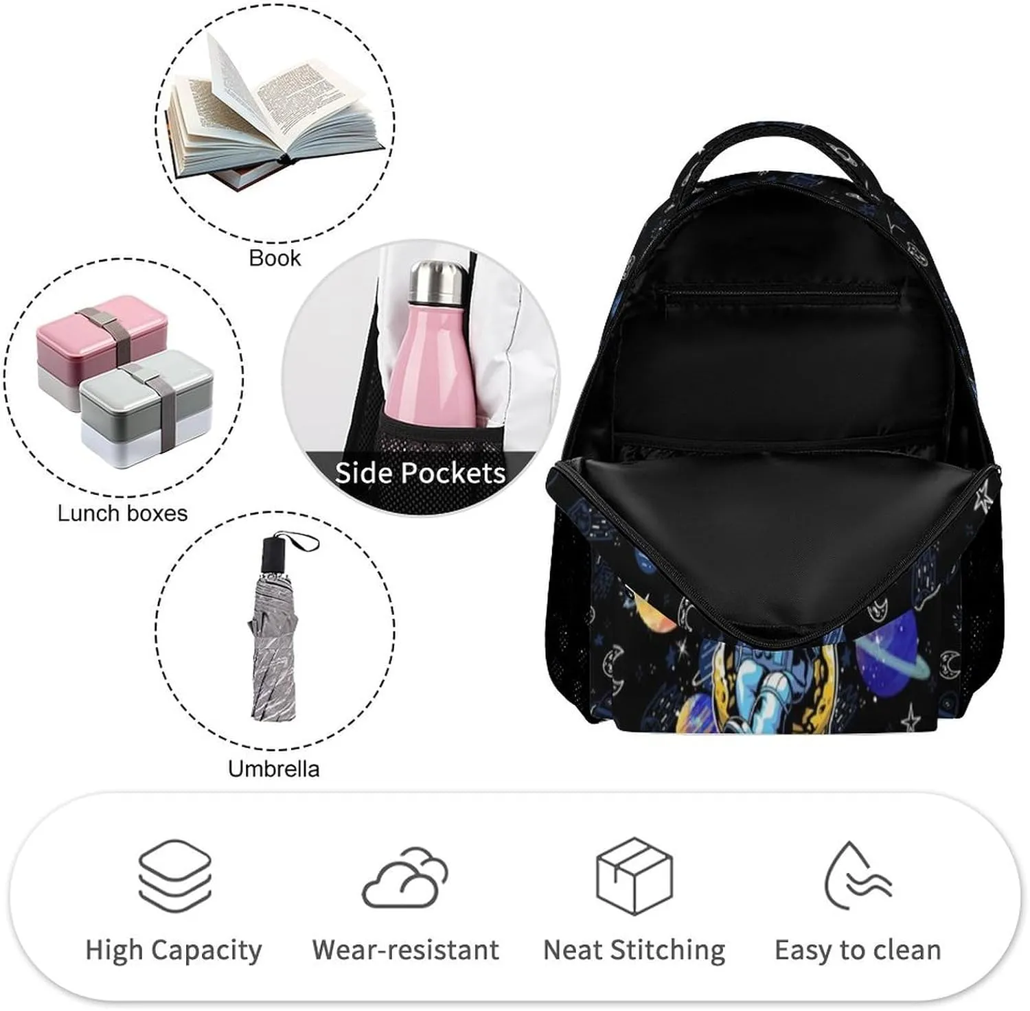 Artsadd Personalized Backpack for Boys Kids Lunch Bag Box Sets Custom Name School Bag for Preschool Kindergarten Elementary Back to School Gift for Son