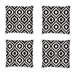 Ashcraft 4 Piece Waterproof Outdoor Scatter Cushions in Black Pattern