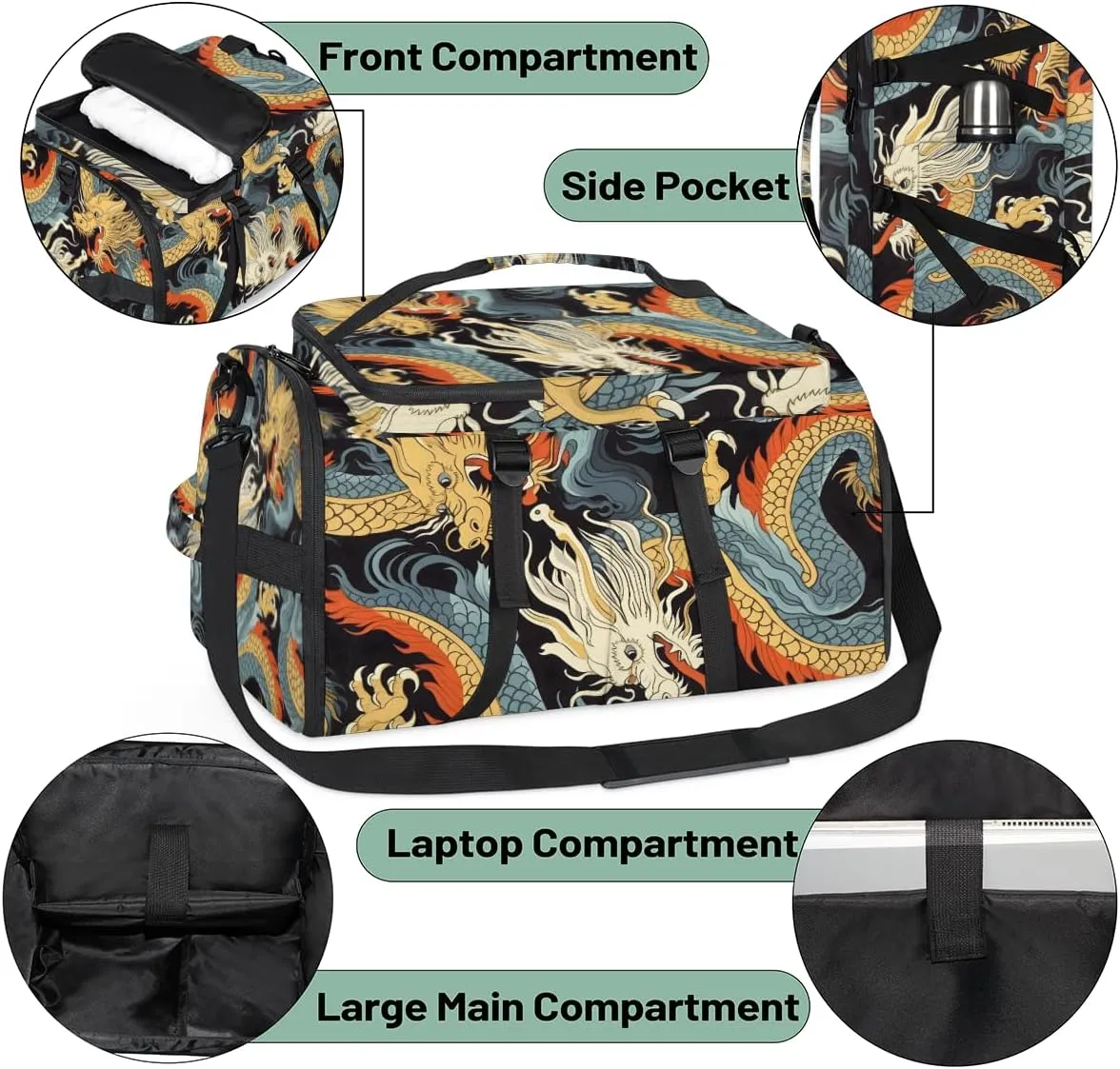 Asian Dragon Travel Backpack Carry On Flight Approved for Men Women, Lightweight Large Luggage Weekender Casual Daypack Backpacks Duffle Bags for Traveling Airplane