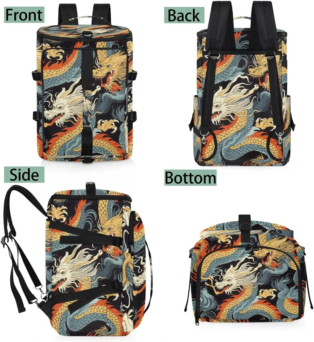 Asian Dragon Travel Backpack Carry On Flight Approved for Men Women, Lightweight Large Luggage Weekender Casual Daypack Backpacks Duffle Bags for Traveling Airplane