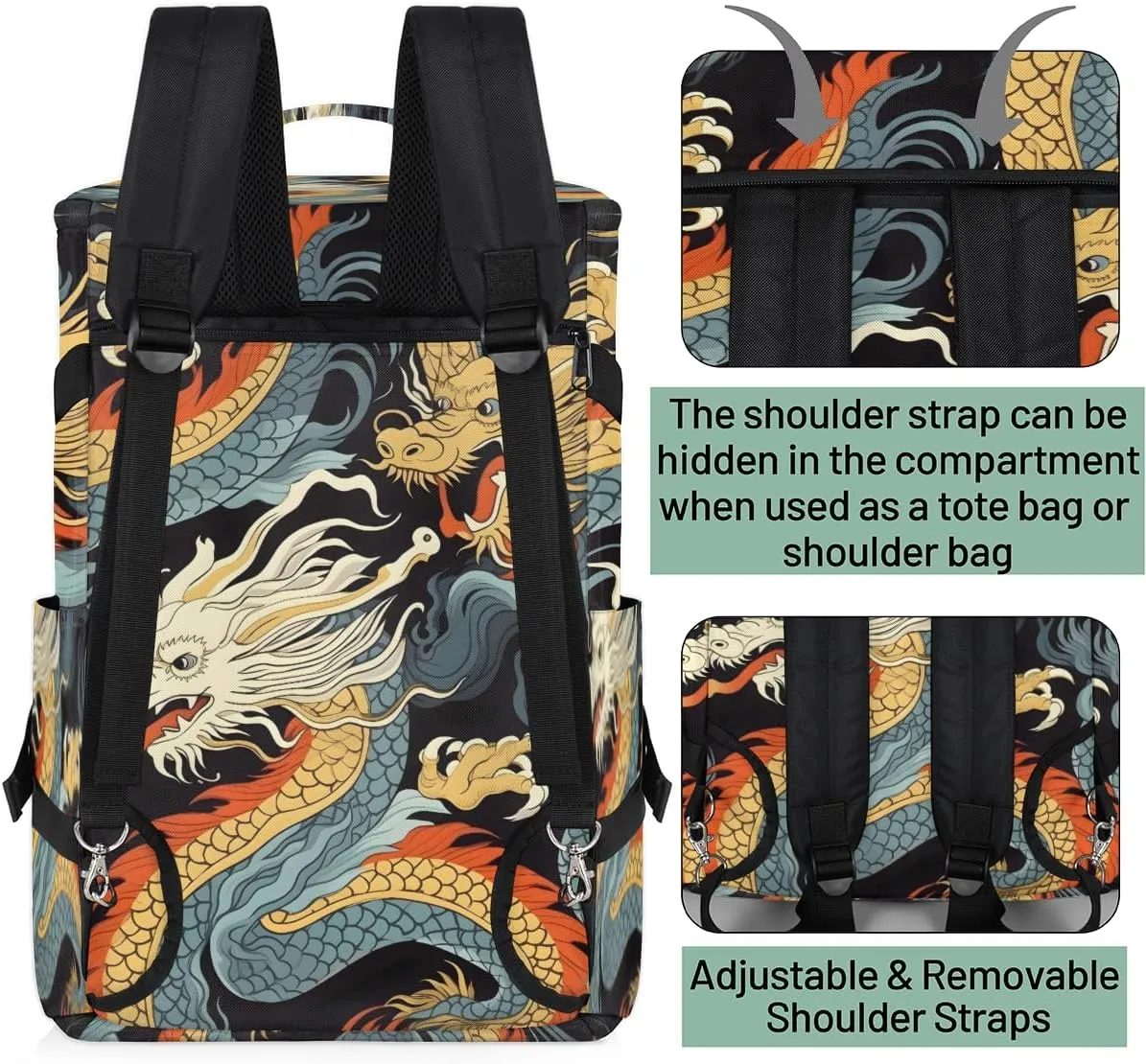 Asian Dragon Travel Backpack Carry On Flight Approved for Men Women, Lightweight Large Luggage Weekender Casual Daypack Backpacks Duffle Bags for Traveling Airplane