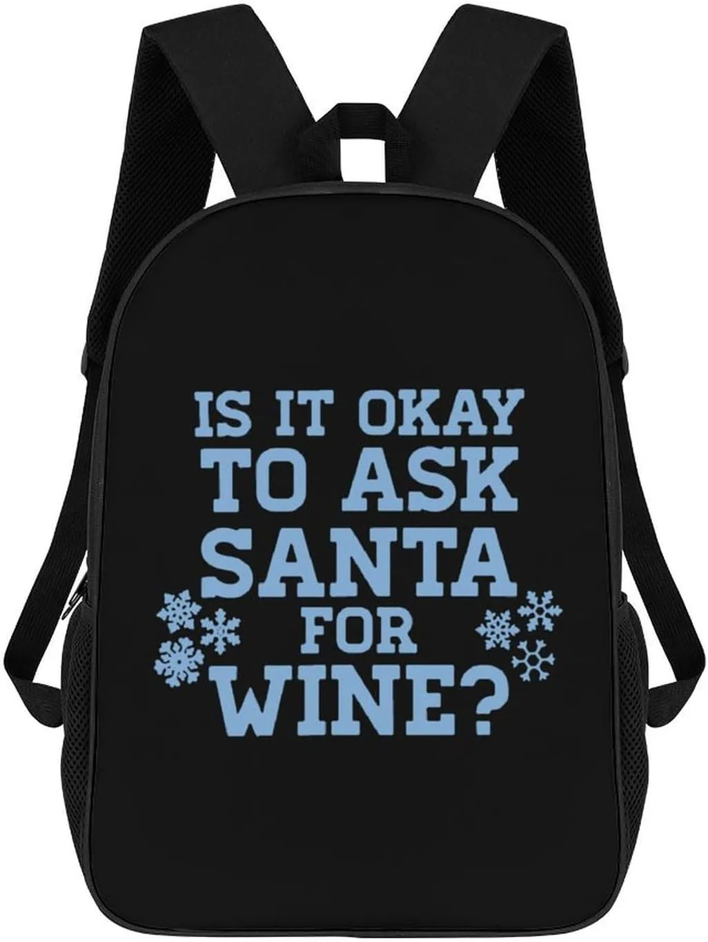 Ask Santa for Wine 17 Inch Travel Backpack Casual Daypacks Computer Shoulder Bag for Work Shopping Unisex