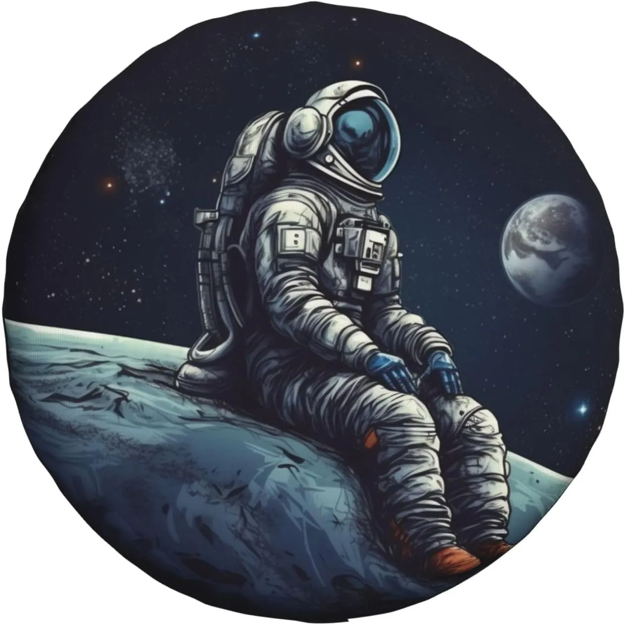 Astronaut Space Tire Cover Outdoor Waterproof Snow Sun Rain Wheel Cover Portable Wheel Bags Camper Spare Tire Cover Universal Car Tire Protectors for Trailer RV SUV