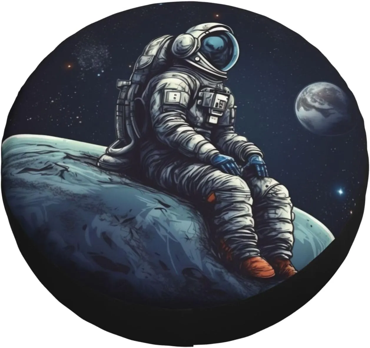 Astronaut Space Tire Cover Outdoor Waterproof Snow Sun Rain Wheel Cover Portable Wheel Bags Camper Spare Tire Cover Universal Car Tire Protectors for Trailer RV SUV