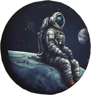 Astronaut Space Tire Cover Outdoor Waterproof Snow Sun Rain Wheel Cover Portable Wheel Bags Camper Spare Tire Cover Universal Car Tire Protectors for Trailer RV SUV