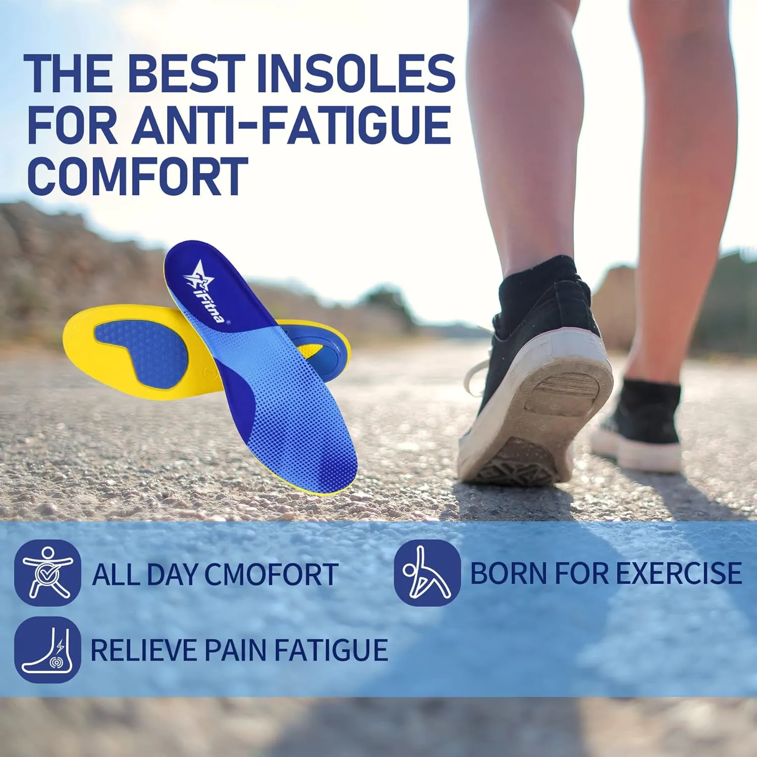 Athletic Comfort Insoles for Sports Walking Running Training Hiking Men Women Shock Absorbing Cushioning Gel Shoe Inserts for Foot Pain Relief