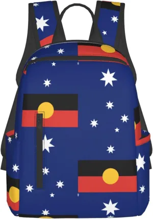 Australian Flag With Aboriginal Flag Lightweight Travel Backpack Casual Work Bag Backpack For Women Men Hiking Business