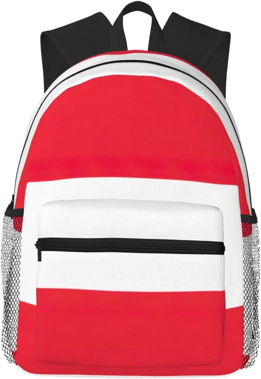 Austrian Flag Print Comfortable Backpack Ideal For Travel, Outdoor And Everyday Use, Unisex
