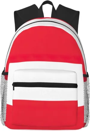 Austrian Flag Print Comfortable Backpack Ideal For Travel, Outdoor And Everyday Use, Unisex