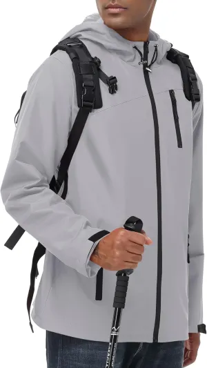 Avoogue Mens Waterproof Lightweight Rain Jacket Breathable Active Outdoor Hooded Raincoat Casual Trendy Jackets Work Jacket