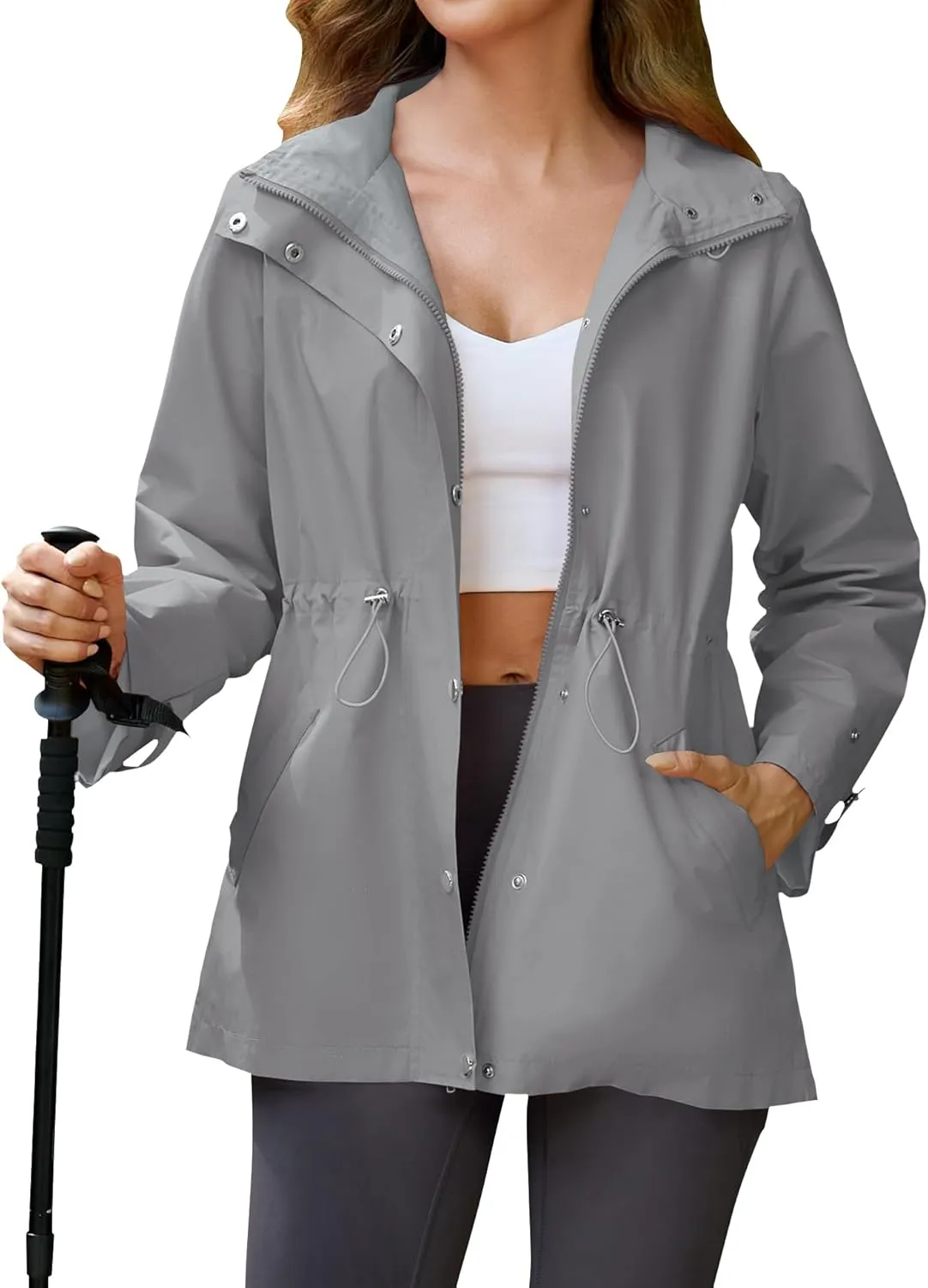 Avoogue Rain Jacket for Women Waterproof Lightweight Hooded Raincoat for Hiking Travel Outdoor
