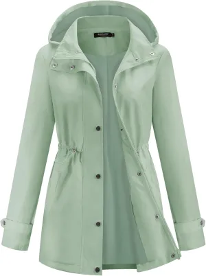 Avoogue Rain Jacket for Women Waterproof Lightweight Hooded Raincoat for Hiking Travel Outdoor