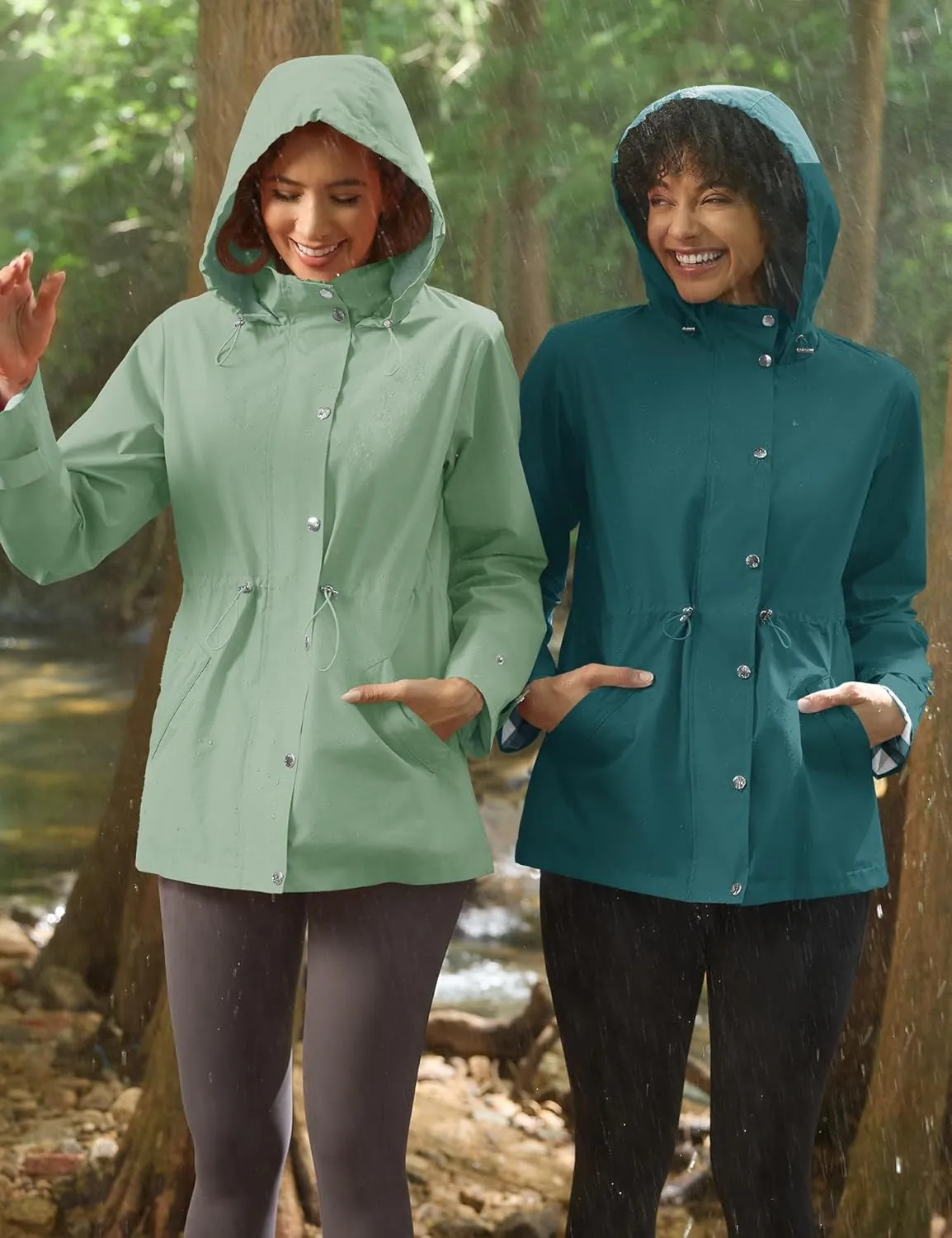 Avoogue Rain Jacket for Women Waterproof Lightweight Hooded Raincoat for Hiking Travel Outdoor