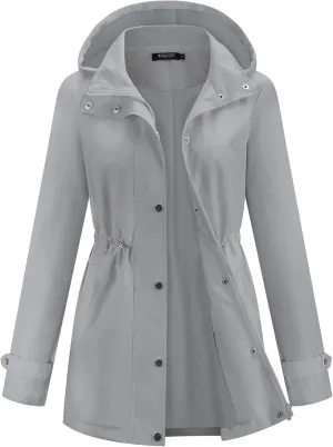 Avoogue Rain Jacket for Women Waterproof Lightweight Hooded Raincoat for Hiking Travel Outdoor