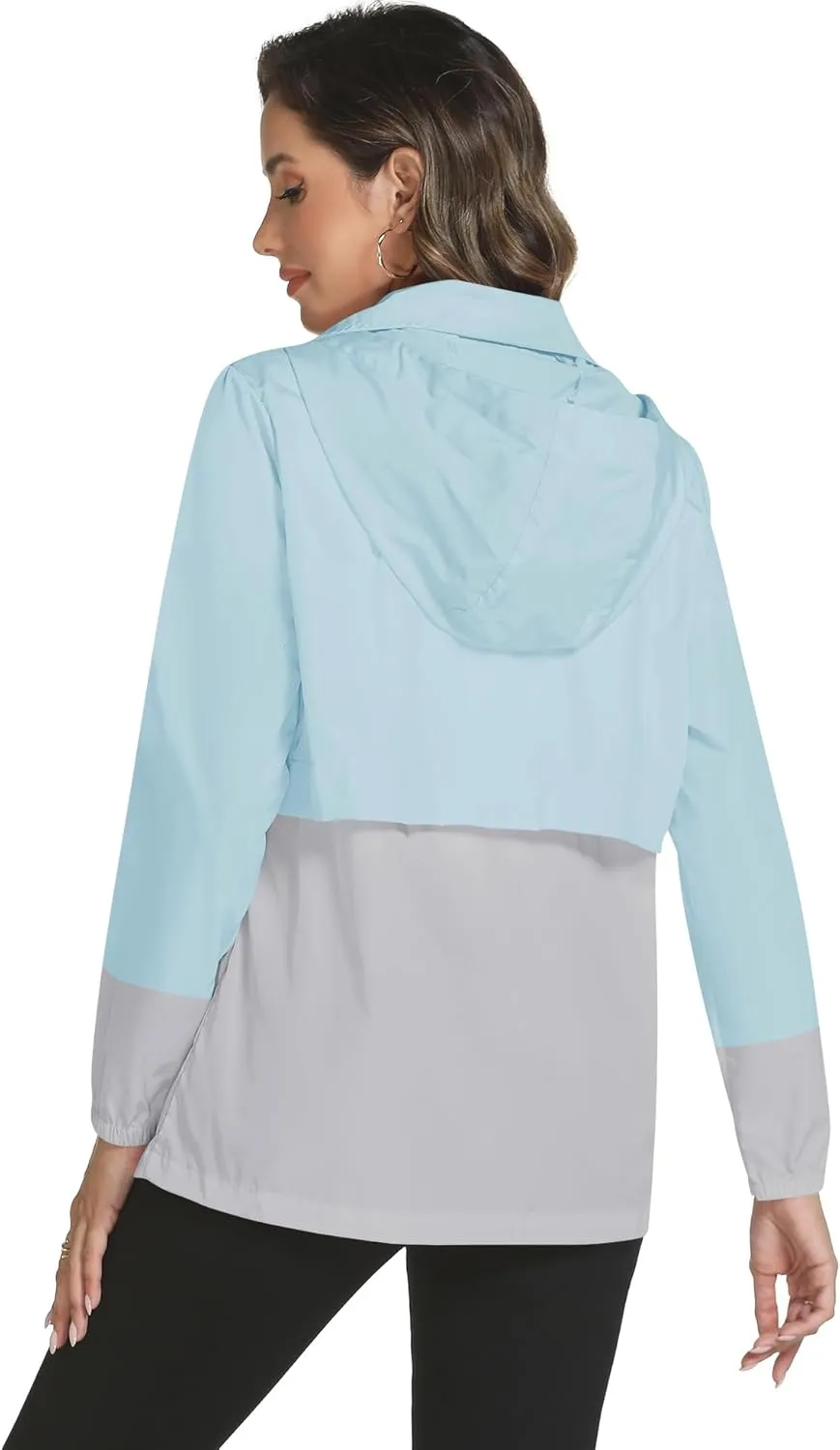 Avoogue Rain Jacket Women with Hooded Lightweight Waterproof Raincoats Packable Zipper Pockets Windbreakers