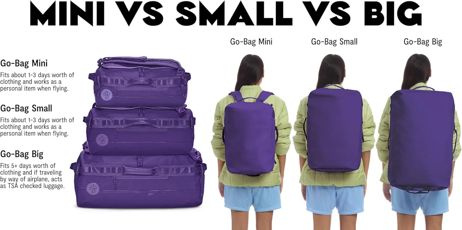 Baboon to the Moon Mini 32L Go-Bag – Small Gym Bag, Travel Duffel Bags for Women and Men, Duffle bag for Travel, Backpack Duffle, Overnight Bags