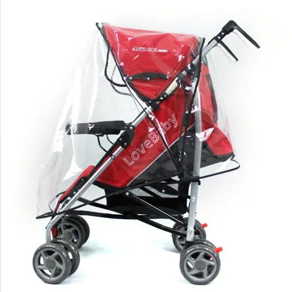 Baby Rain Wind Snow Sleet Shield Cover for Single Jogger Stroller Transparent & Black