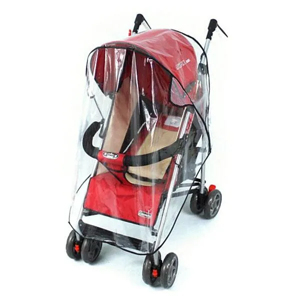 Baby Rain Wind Snow Sleet Shield Cover for Single Jogger Stroller Transparent & Black